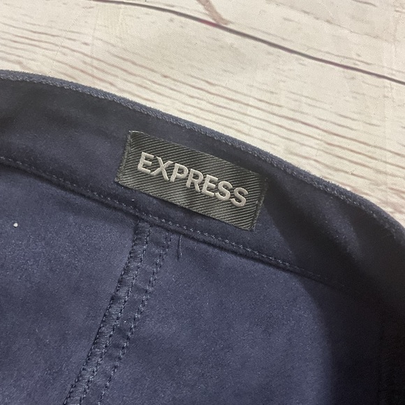 Retro 2 Express Blue Button Up A-Line Mini Skirt Casual Suede-like material - Picture 2 of 10